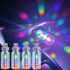 PCS Car USB Light,  in  Touch Adjustment LED Car Lights,  Colors &  Mode USB Interior Car Lights, Portable Mini Glass Bottle Night Lamp for Vehicle Bedroom Camping Holiday Decorations