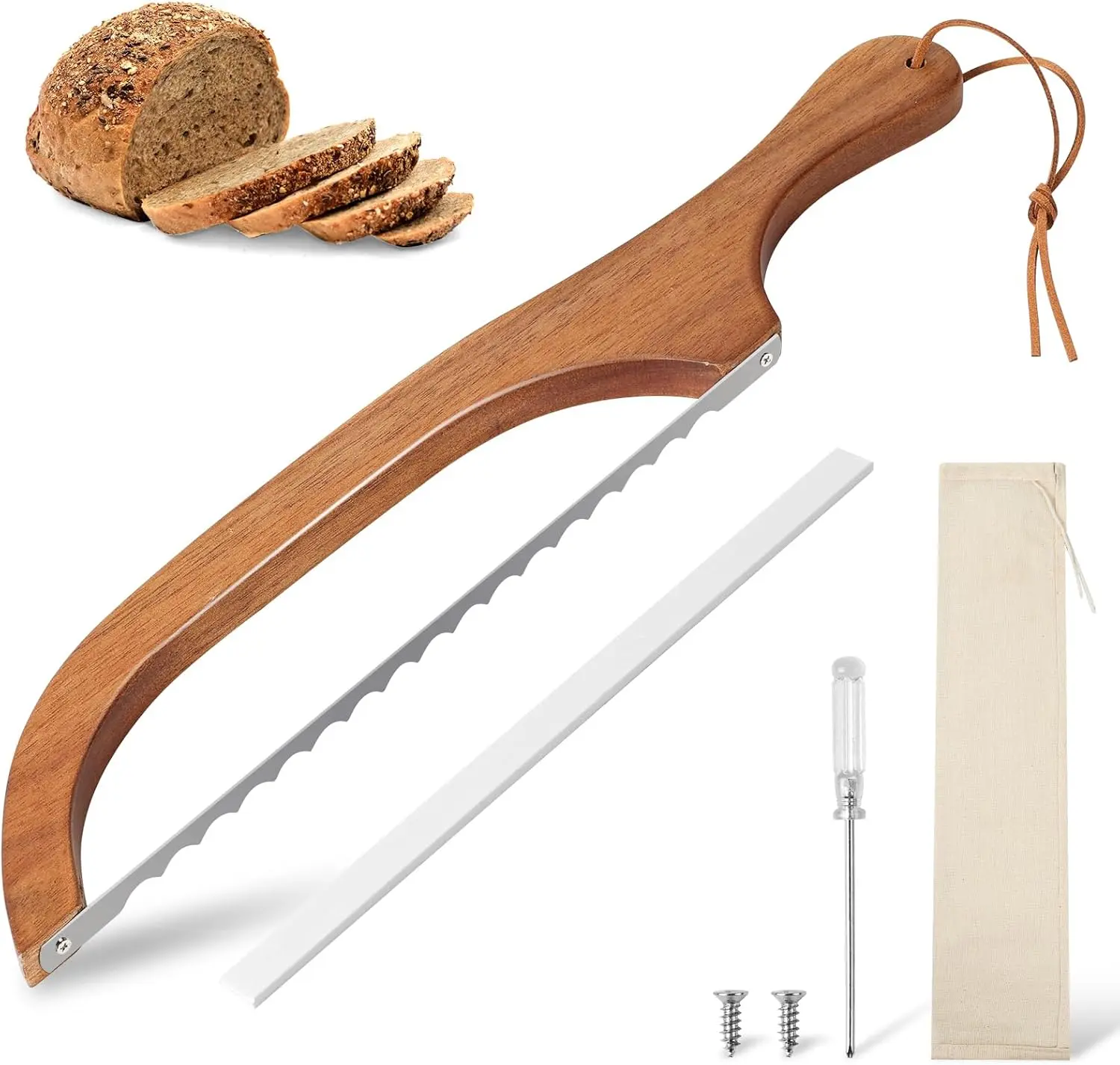 Bread Slicer for Homemade Bread, 15.7 Ergonomic Design, Premium Stainless Steel