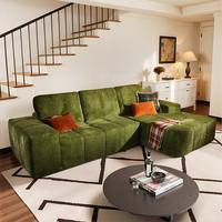 114" Green Starry Sky Fabric Right Chaise