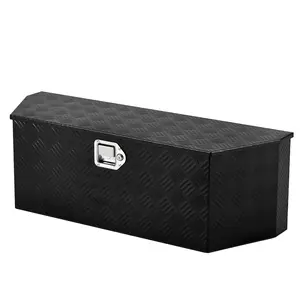 GARVEE 36 Inch Aluminum Utility Trailer Tongue Tool Box Wide Utility Trailer Tongue Box RV Storage OrganizerTrailer Storage Toolbox With Lock & Keys Black, 5 Bar Tread (36"X12"X12")