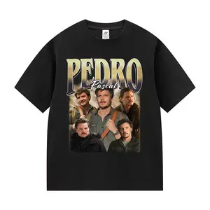 90s Pedro Pascal Classic Aesthetic Print Soft 100% Cotton Oversized Shortsleeve Graphic T-Shirt - Casual Streetwear Sports Top