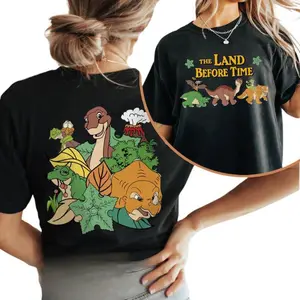 The Dinosaur Friends Land Before Time T-shirt, Retro Ducky Littlefoot Petrie Cera Spike Shirt, Meme Culture Apparel, Great For Parties and Gatherings, Top Love Style For Womenswear Fabric Collar