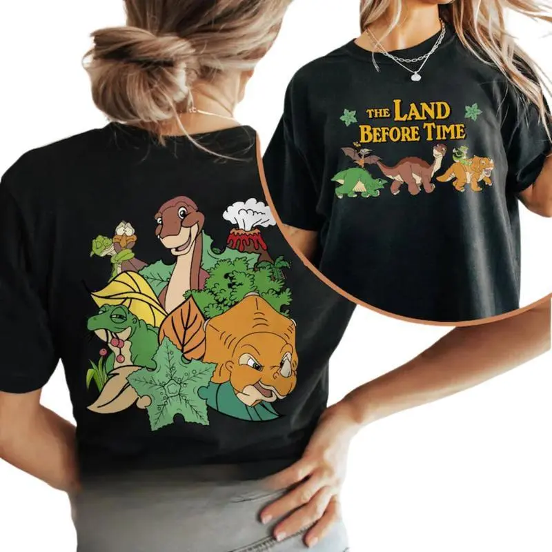 The Dinosaur Friends Land Before Time T-shirt, Retro Ducky Littlefoot Petrie Cera Spike Shirt, Meme Culture Apparel, Great For Parties and Gatherings, Top Love Style For Womenswear Fabric Collar