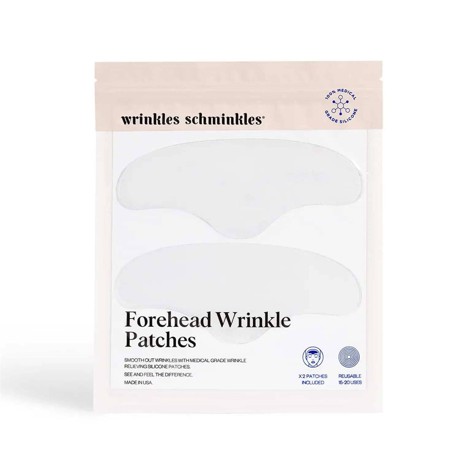 Wrinkles Schminkles Forehead Wrinkle Patches (Reusable Medical Grade Silicone Patches) - Set of 2 Patches