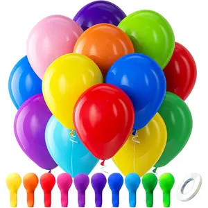 Assorted Rainbow Latex Balloons, 100 Pack 12 inch Round Helium Bright Color Balloons for Birthday Bridal Shower Wedding Party Decorations