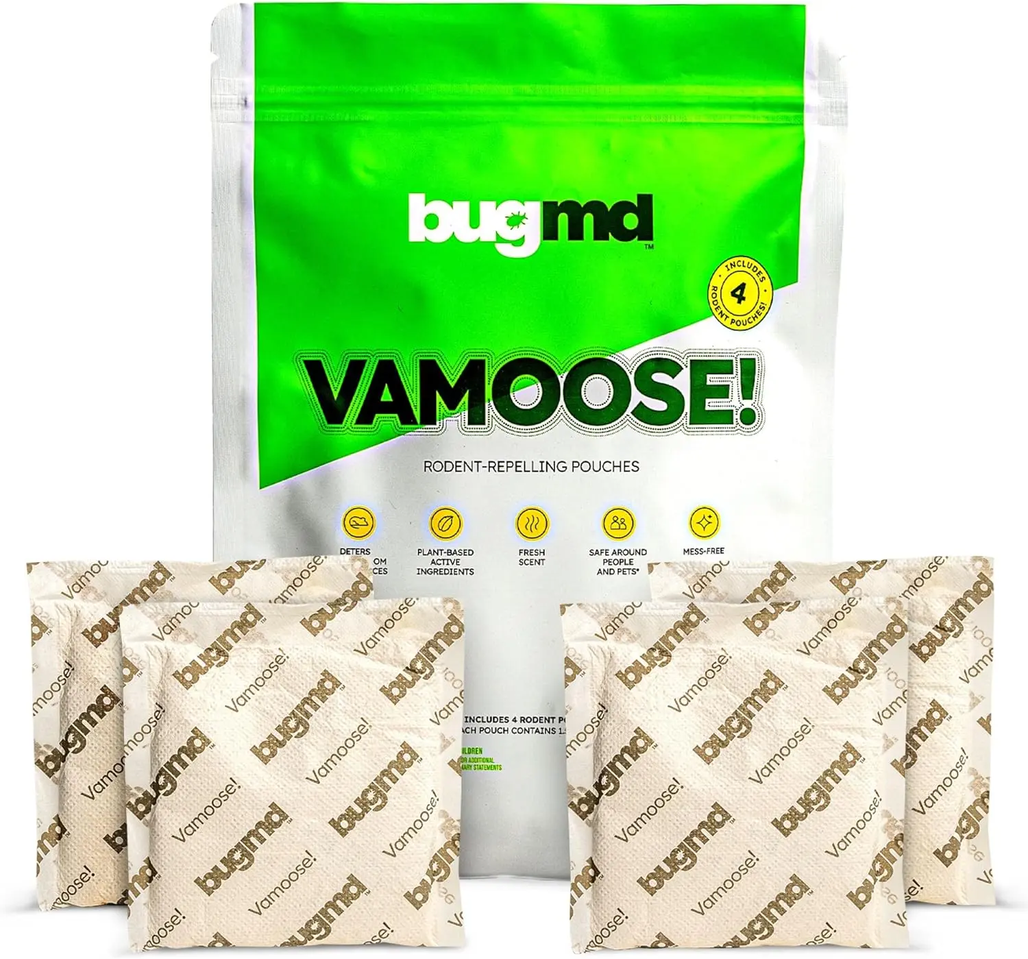 BugMD Vamoose! Rodent Repellent – Plant-Powered Mouse & Rat Deterrent for Indoors & Outdoors Pet
