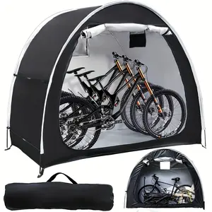Bike Storage Shed Tent with Double Doors for 2-3 Bikes PU4000 Silver Coated Waterproof Anti-Dust 210D Oxford Fabric Portable Foldable Outdoor Bicycle Cover Shelter Carry Bag for Home Garden