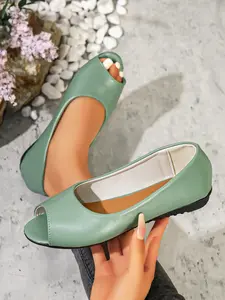 Summer Fresh Matcha Fish Mouth Sandals, Soft Sole Anti-Slip Breathable, Daily Commute Versatile Women's Flat Shoes