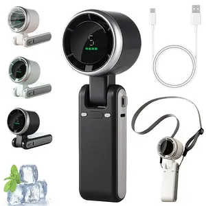 Portable Handheld Turbo Fan, 5 Gear Wind,4200mAh Battery Operated, Up to 10 Working Hours, 3 IN 1 Hand Fan Rechargeable with Air Turbo Tech Cooling Fan for Outdoor Activities, Travel, Working, Summer Selected Products