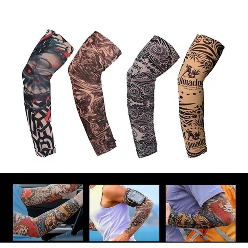 10pcs  Fake Temporary Tattoo Sleeves Slip on Arm Sunscreen Body Art Arm Stockings