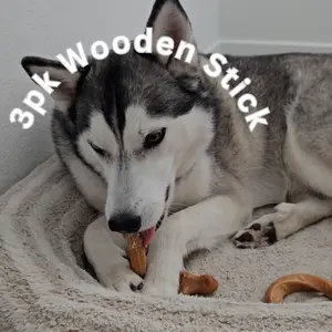 3-Pack Wooden Stick Dog Chew Toy - Perfect for Heavy Chewer & Dental Clean