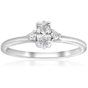 1/3 Marquise Diamond Engagement Ring 10k White Gold