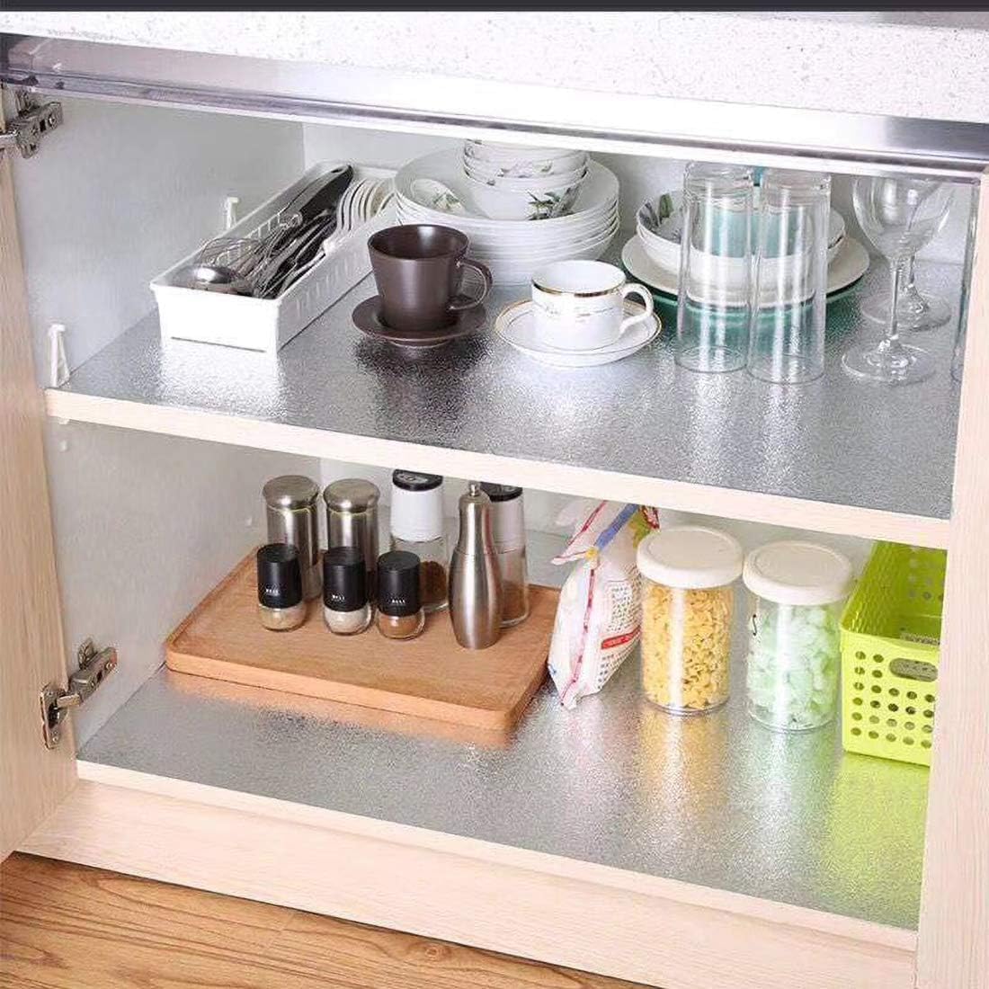 16x197 Inch Aluminum Foil Oil Proof Wall Sticker - Heat Resistant Waterproof Self Adhesive Kitchen Wallpaper, Oil Proof Backsplash Wallpaper for Kitchen Wall Countertop Cabinets