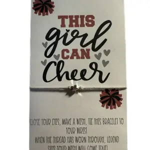 This Girl Can Cheer Wish Bracelet - Cheerleading Team Gift with Star Charm - Cheerleader Motivation Jewelry for Enthusiasts