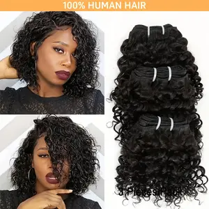 Wholesale 2025 NEW JC 3pcs Set: 10" Natural Black Curly Wave Human Hair Bundles, Real Peruvian Hair Extensions for All Skin Tones