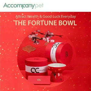 Premium Ceramic "Fortune" Pet Bowl - Reversible Elevated Cat Feeder, Grows with Your Pet, Prevents Whisker Fatigue & Chin Acne, Luxury Gift Set