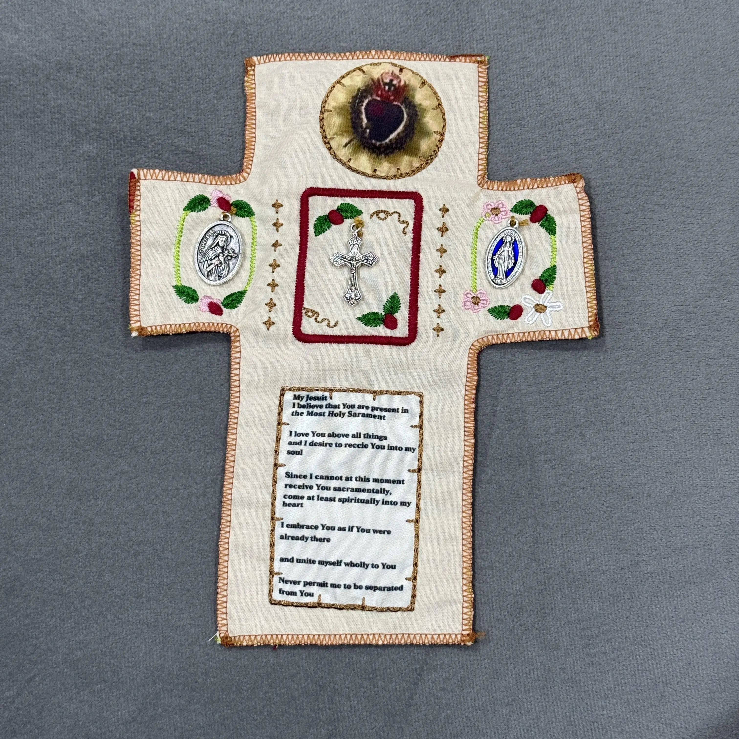 Handmade Pocket Shrine with Silver Cross Inside for Prayer Encouragement Christian Spiritual Gifts