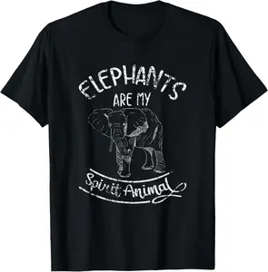 Cotton Graphic Tees Streetwear Gifts  Elephants Are My Spirit Animal Elephant T-Shirt
