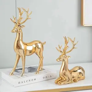 Pair of Wealth-Bringing Deer Decorative Pieces, Creative Wine Cabinet Living Room Luxury Gift, Ideal Moving-In Present, Home Decoration, Home Decor Ornaments