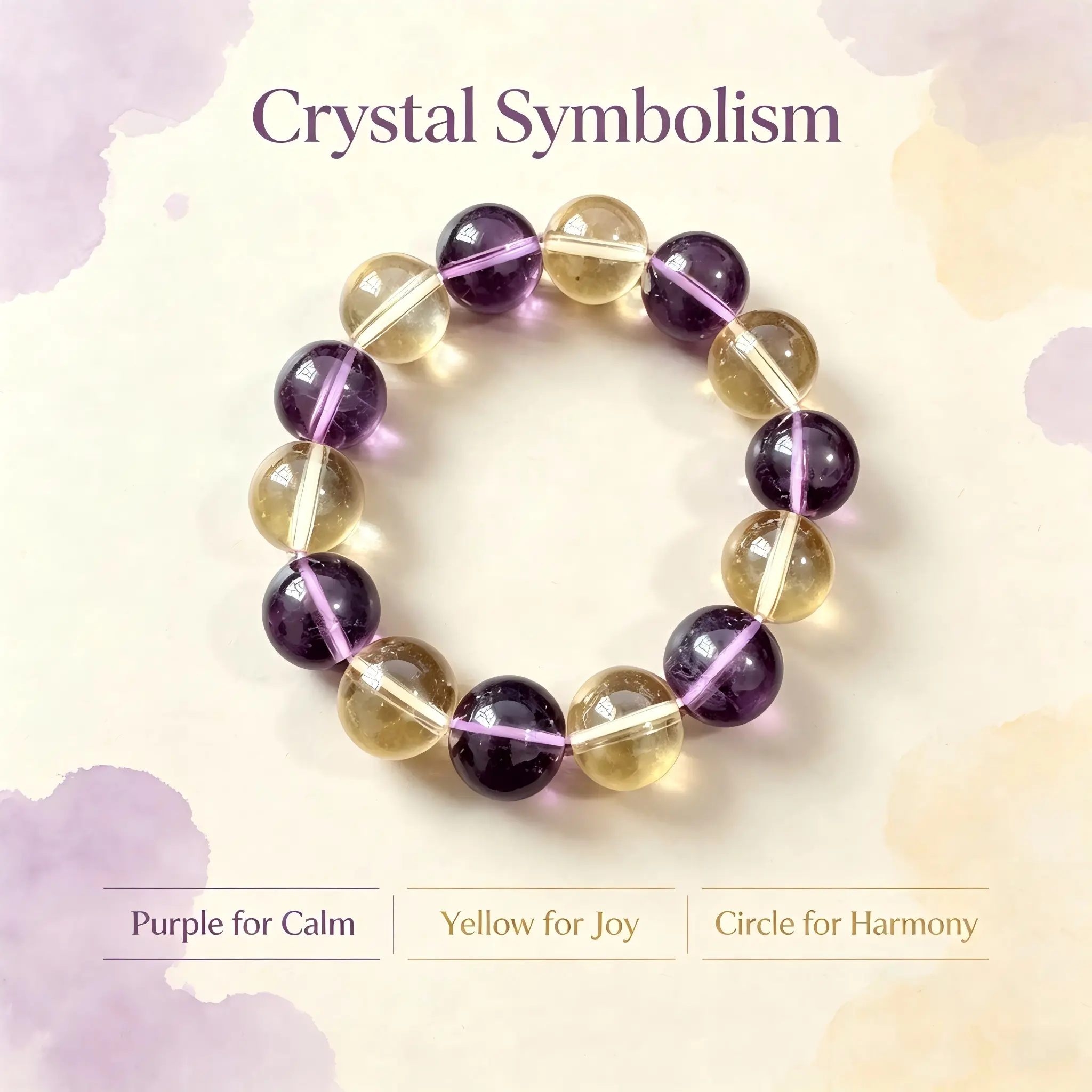 Women's 2-Tone Purple & Yellow Translucent Beaded Stretch Bracelet, Smooth Polished Round Bead Elastic Hand Jewelry, Fashion Accessory for Daily Wear & Gifting