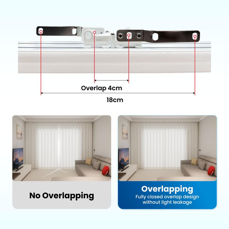 Osprey Smart Curtain Track, Single-Piece Motorized Rod, Adjustable Length, Quiet Heavy-Duty Motor, Remote & App Control, Works with Alexa & Google Assistant, Ceiling or Wall Mount