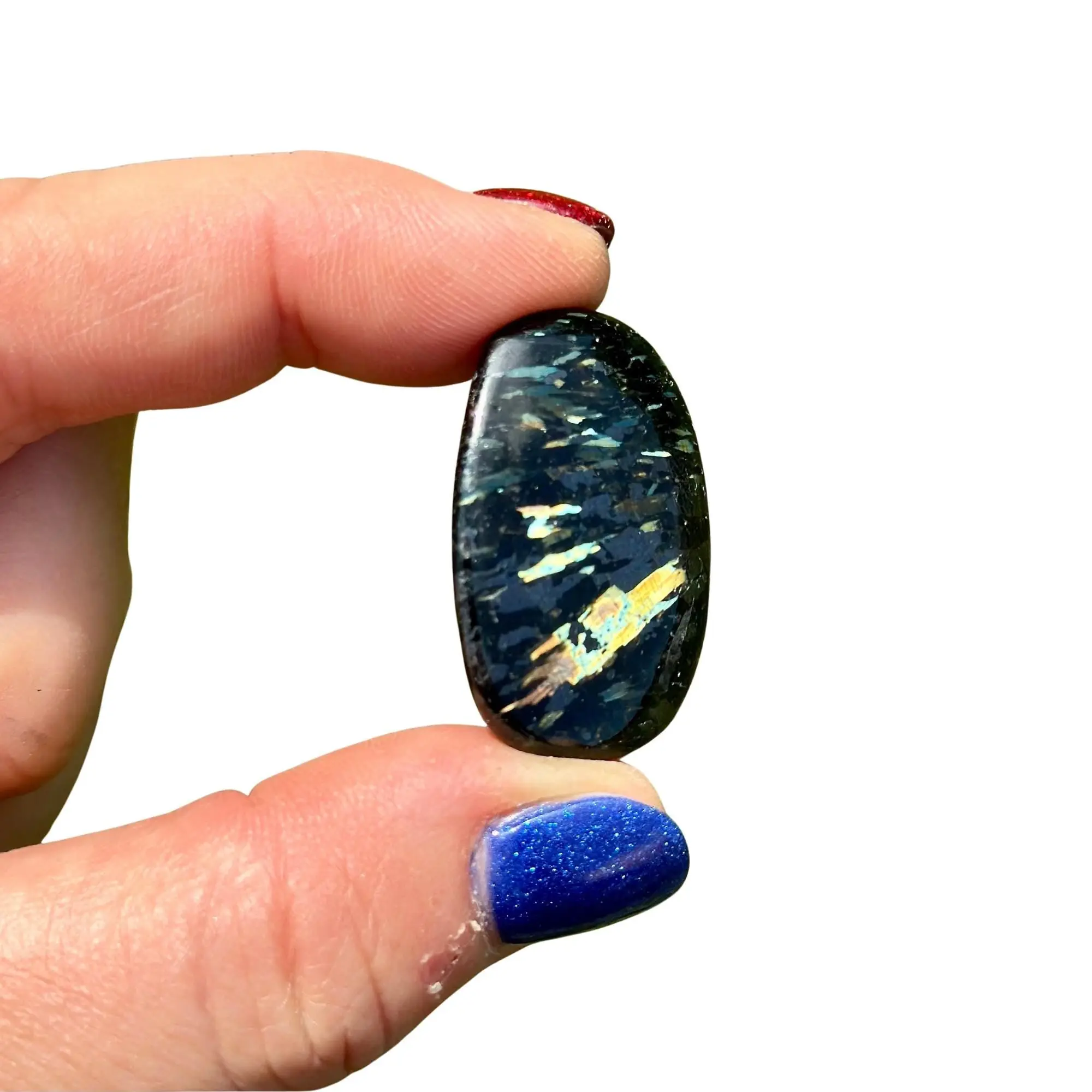 Numite Color Nuummite Tumbled Stone from Greenland - Polished Nuummite Stone ...