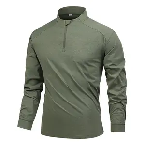 Men's Quick-Dry Sports Shirt Quarter-Zip Long-Sleeve Running Pullover Outdoor Sports Shirt
