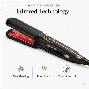 Multifunctional Styler - Plug-Powered Ion Hair Straightener & Crimper Flat Iron Curler with Dual Temp Control, Fast Heating, Auto Shut-Off for Long Hair, Keratin Straightening Beauty & Personal Care Appliance