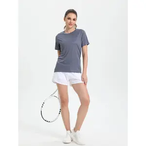 Women's quick-drying ultra-light sports T-shirt - Moisture-wicking, breathable fabric, semi-transparent solid-color round-neck short-sleeve, suitable for running, gym training and fitness exercises, casual sportswear, durable sports clothing, fitness shir