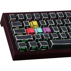 Custom Keycaps-Side Print Keycap Set,PBT Shine Through Cool Retro Keycaps 75 Percent,128  Dye Sub Cherry Profile Keyboard Key caps for Cherry MX Mechanical Keyboard-Sketch Black Keycap