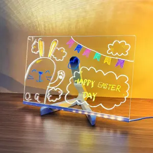 Acrylic LED Note Board, 7 Color Pens, Magic LED Writing Board, Advertise Memo Display Stand, Drawing Sketch Pad, J-95 Model
