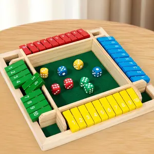 Wooden Dice Board Game for Up to 4 Players, Classic Family Strategy Game, Developing Skills Game, Party Drinking Props