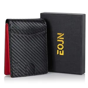 Minimalist Bifold Wallet For Men Slim Genuine Leather RFID Blocking Front Pocket