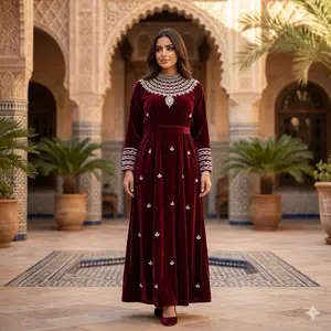 Women's Velvet Arabic Abaya, Winter Muslim Dress, Warm Modest Wear for Daily Outings