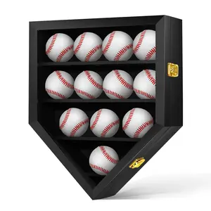 12-Ball Baseball Display Case | UV Protection Clear Box with Gold Locks (Small)