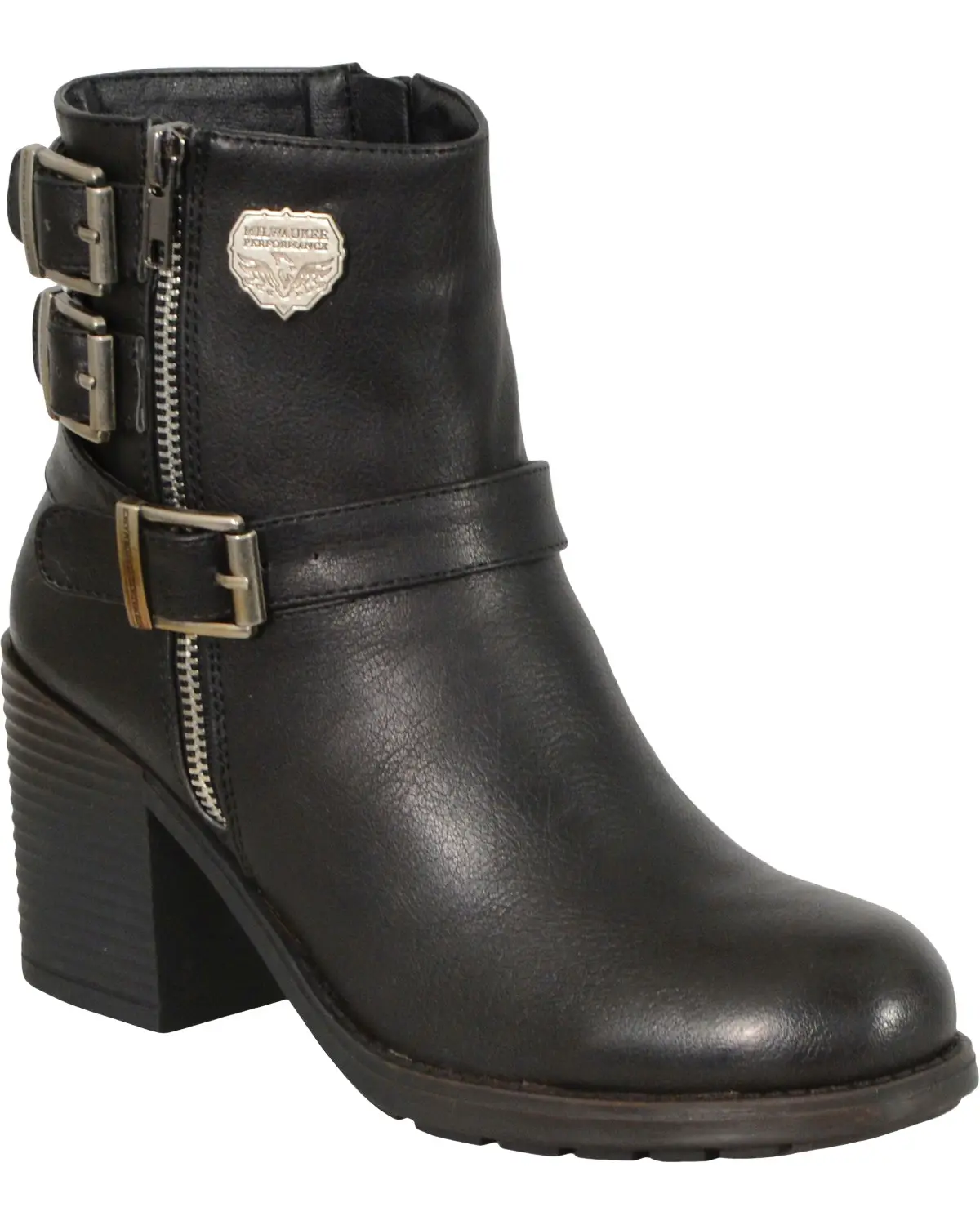 Milwaukee Leather Women's Women'S Triple Buckle Side Zipper Boot - Mbl9405
