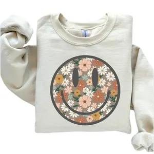 Smiling Face Sweatshirt happy Face Crewneck ,Be Happy Hoodie and Sweater, T-shirt Cotton Polyester Sweatshirt