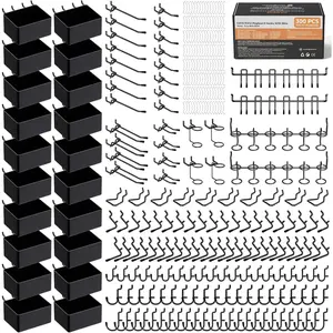 300 count Extra Thick Pegboard Accessories, 1/4" Heavy Duty Pegboard Hooks with Bins & Peg Locks, Peg Board Organizer Accessories Kit for Garage Wall Attachments  Tools