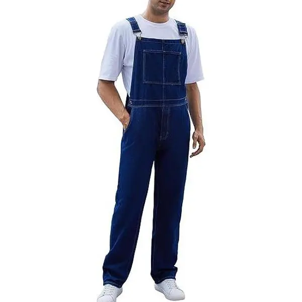 Overalls for Men Fashion Coveralls Work Utility Denim Bib Jumpsuit with Pockets