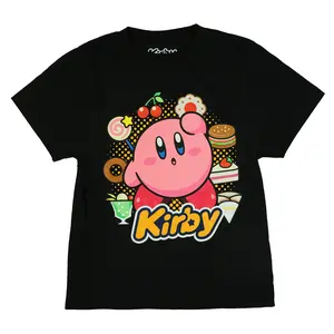 Kirby T-Shirt Girl's Snack Circle Video Game Character Short Sleeve Top