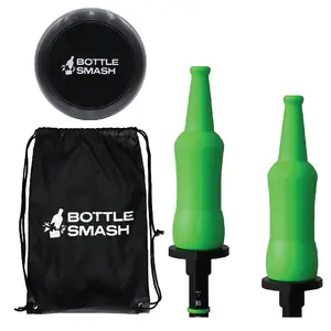 GRIP Outdoor Games-Upgraded Flying Disc Game Set, Fun Bottle Drop Yard Games with Friend and Family, Portable Lake Games Game for Lawn and Beach Games with Thicker Pole (Polish Horseshoes)-Standard