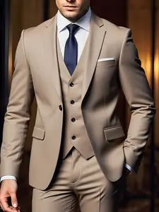 Elegant Men'S 3pcs Suit - Slim Fit Tuxedo Set for Weddings & Formal Occasions, Black Suit with White Shirt & Pants, Perfect for Office Meetings and Elegant Events, Formal Attire|Slim Fit Suit|Durable Wedding Wea Exquisite Suits