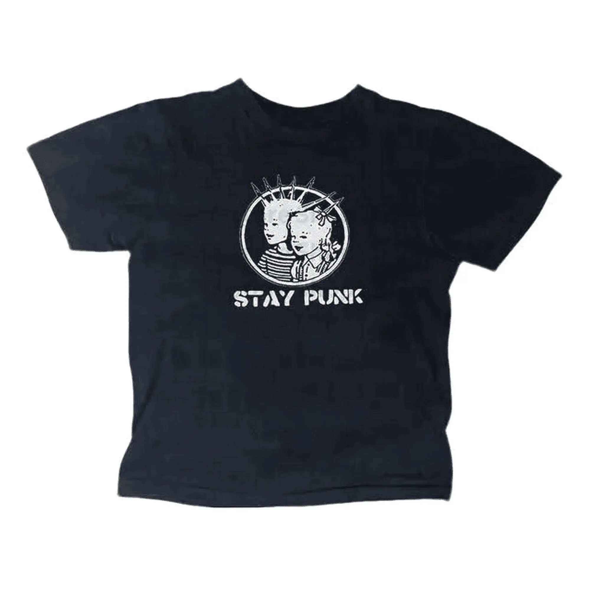 Vintage Stay Punk Baby Tee, 90s Vintage Gothic Tops, Women Y2k Cyber Grunge Stay Punk Print Tees, Vintage Crop Tops, Emo Girls, Downtown Girl Baby Tee