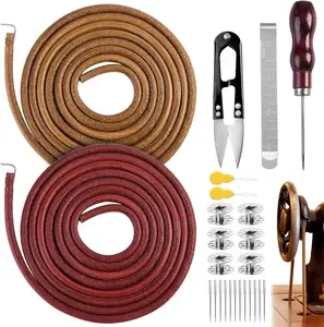 2pcs 72 Inch 3/16' Replacement Leather Belt Treadle Belts with Hook for Vocalist/Jones Sewing Machine, Treadle Sewing Machine Belt, Total 2 Sewing Machine Leather Belts with 23 Additions, Crafts, Mother'S Day Gifts
