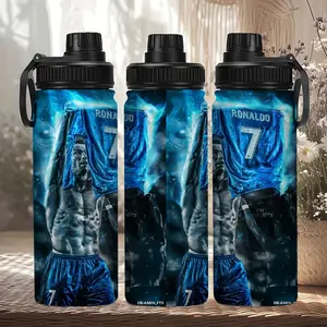 1pc 20oz Cristiano Ronaldo Theme Stainless Steel Water Bottle, Large Capacity Insulated Outdoor Mug, Leak-Proof, Leak Resistant Tumbler, Ideal for Cycling Camping Gym, Stainless Steel Flask, Stainless Steel Drinkware