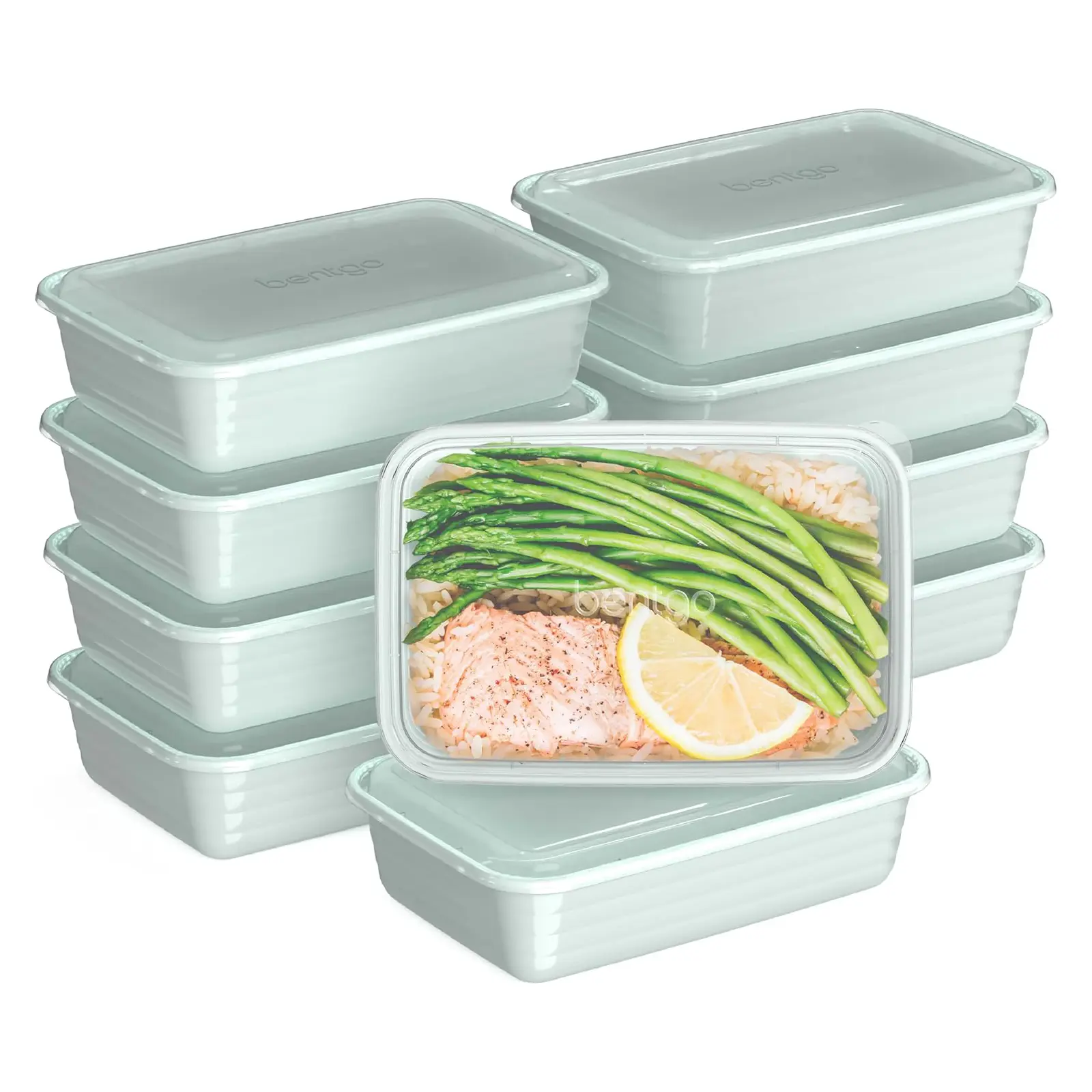 Bentgo Prep Meal Prep Containers with Lids, 20 Piece, PFAS & BPA-Free | 4-Cup Capacity, Portion Control, Stackable, Microwave, Freezer & Dishwasher-Safe, Reusable (Mint)