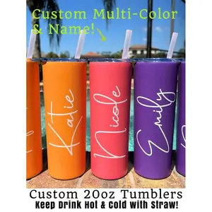 Personalized Name Straw Includes 20oz Colorful Stainless Steel Insulated Cup with Double-Layer Lid Custom Photo Gift for Her or Dad Unique Christmas Gift All-Season Leak-Proof Suitable for Camping Travel Home Office School
