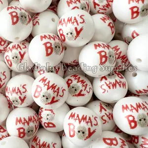 20mm Mama's Boy Acrylic Bead, Halloween Beads, Bubblegum Bead, Chunky Bead Round beads, Gumball Beads, Beading Supplies