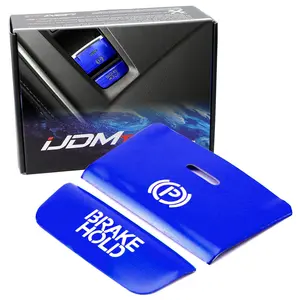 iJDMTOY 2pc Blue Sports Aluminum Hand Brake Release Button Decoration Cover Trims For 2018-2022 Honda Accord