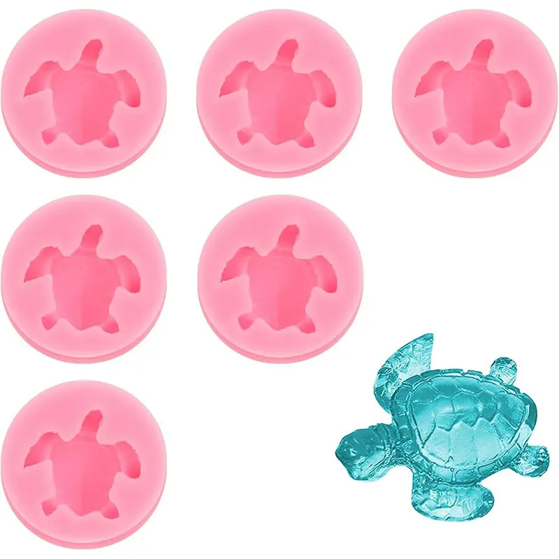 Turtle Silicone Mold Set, 6pcs 3D Animal & Turtle Molds, Clay Candle Soap Molding, DIY Craft Tool, Perfect for Birthday Party Decor